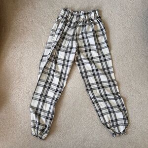 Black and white stripped pajama pants